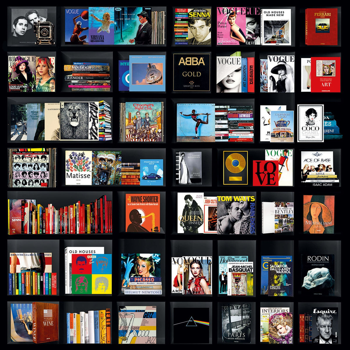 Books 3 Black Bookshelf photographic art print by Cobra Art