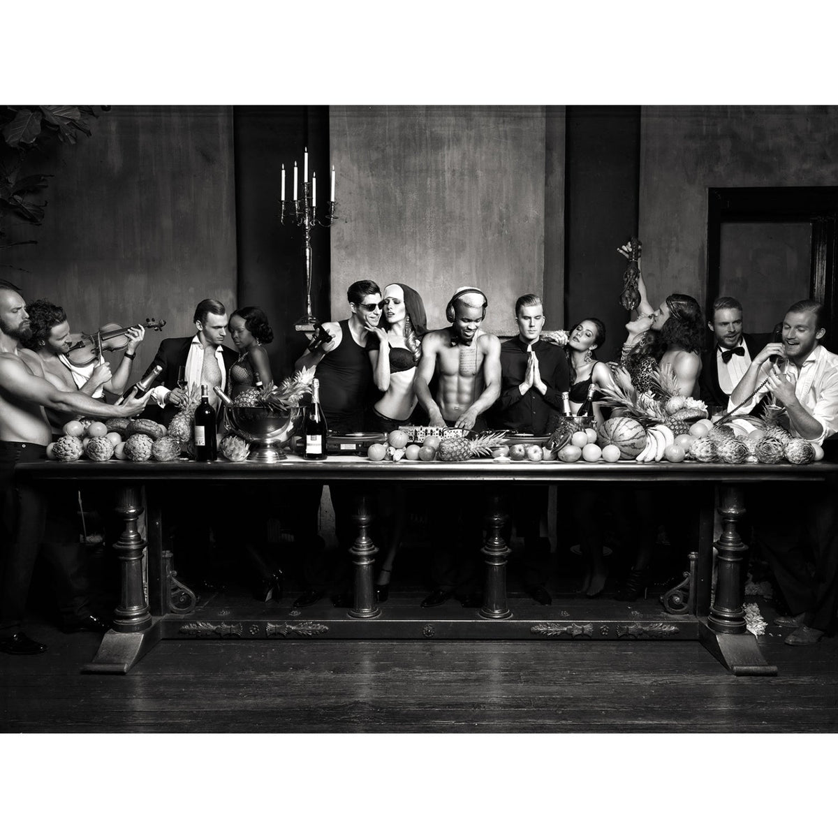 God is a DJ Monochrome Provocative photographic art print by Cobra Art