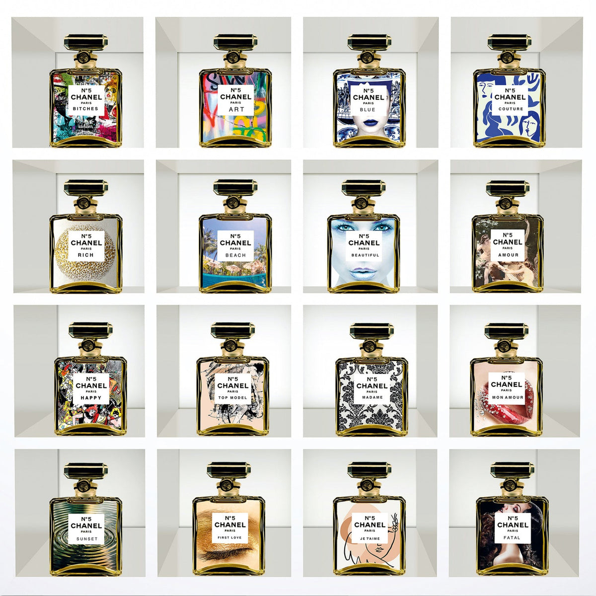 Scent of Life Perfume Bottle Collage photographic art print by Cobra Art