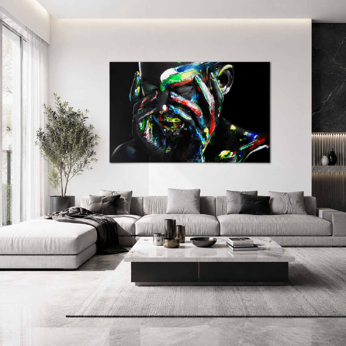 Color Hides The Shadow No One Sees Painted Face photographic art print by Cobra Art, alternate view 2