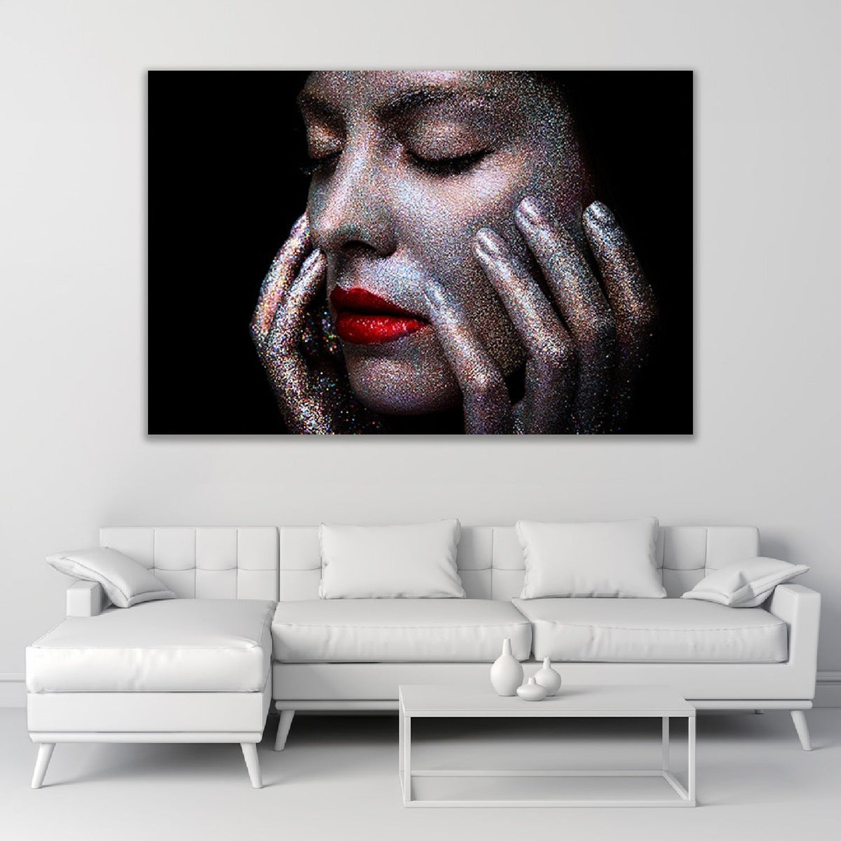 Scarlet Echo Glittering Woman Face photographic art print by Cobra Art, alternate view 2