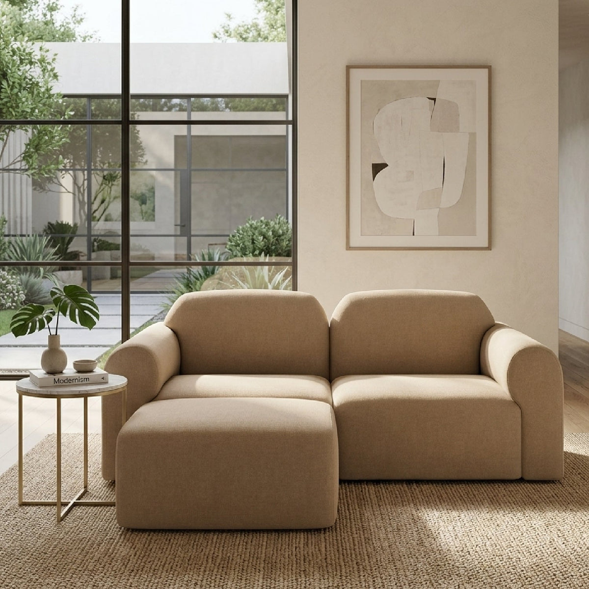 Modern European furniture - End Seater Sofa with Footstool - www.oroa.com