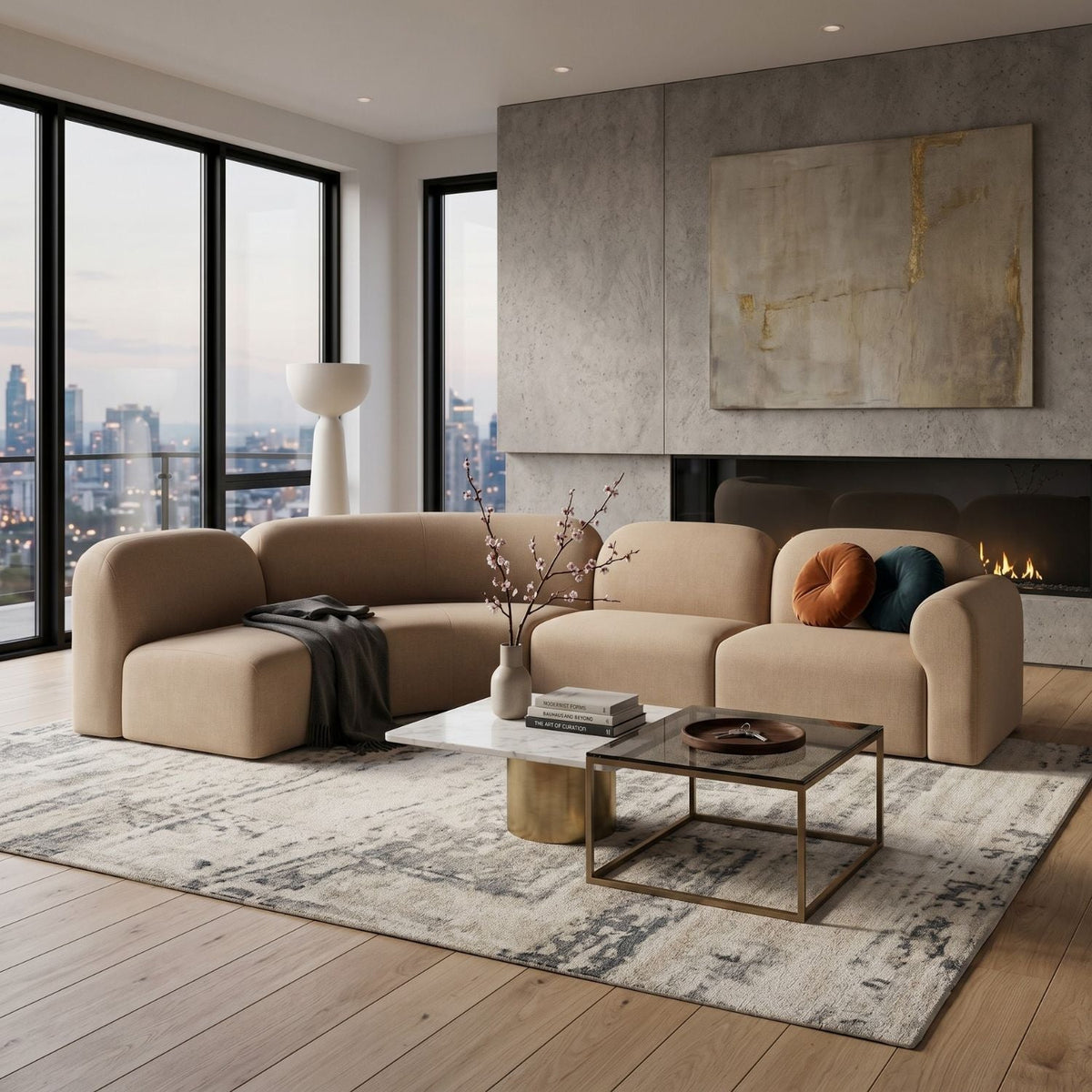 Modern or European furniture - Curved Modular Sofa Set - www.oroa.com