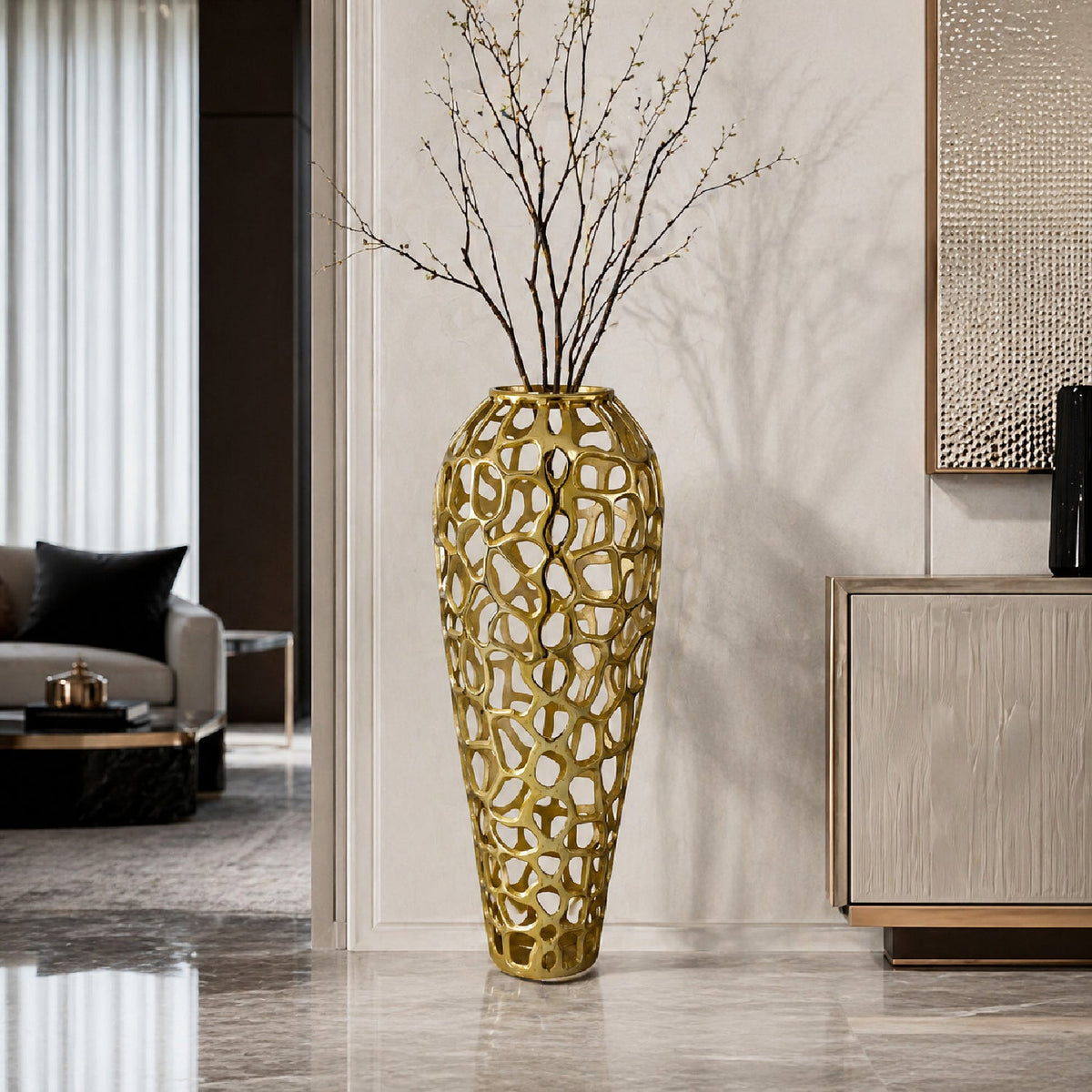 Modern European furniture - Openwork Aluminum Vase - www.oroa.com