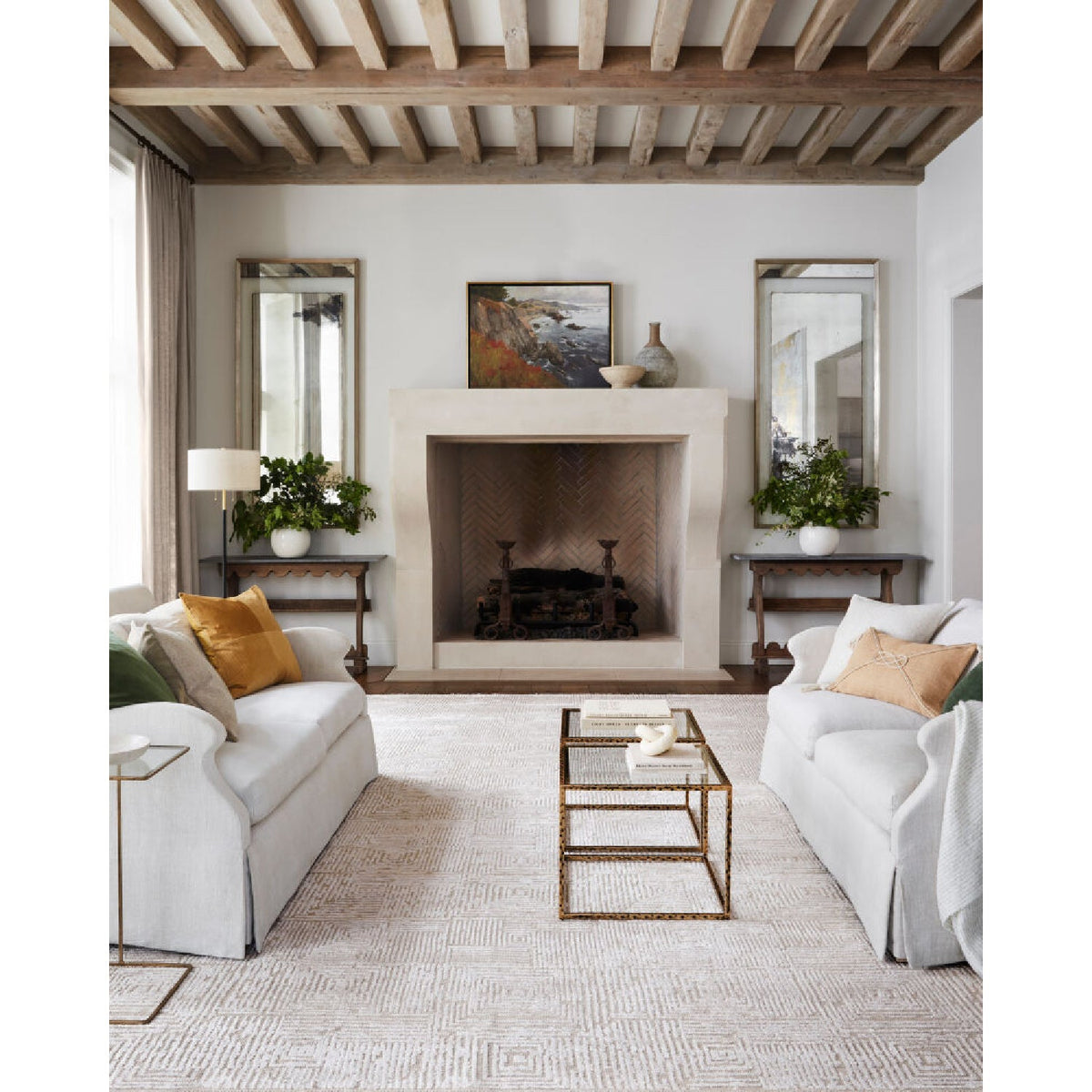 Cream Linen Pull-Switch Floor Lamp | Kuda Home Aberdeen