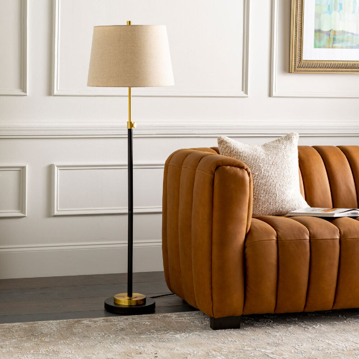Cream Linen Accent Floor Lamp | Kuda Home Aberdeen