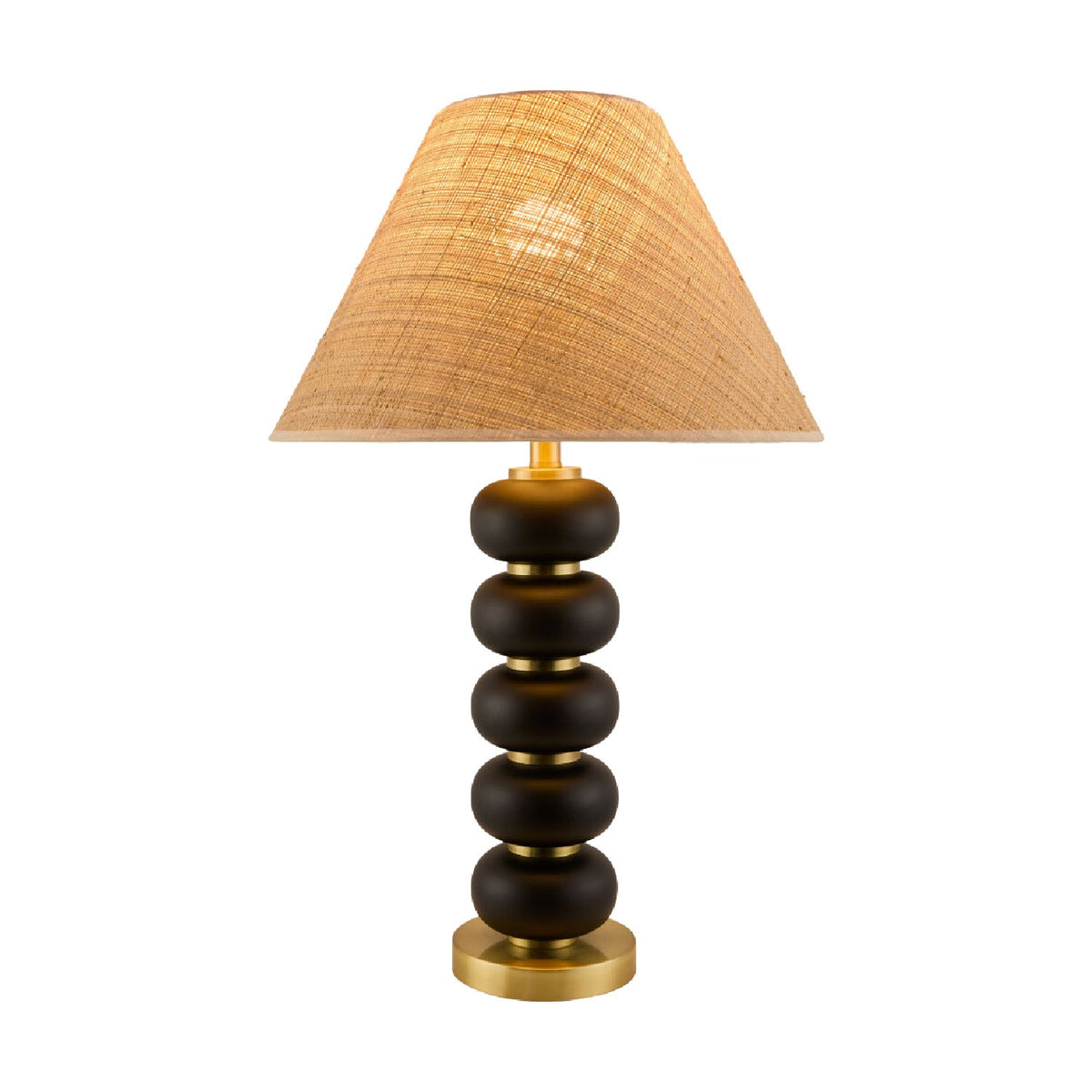 Modern European furniture - Black Wooden Seagrass Table Lamp - www.oroa.com