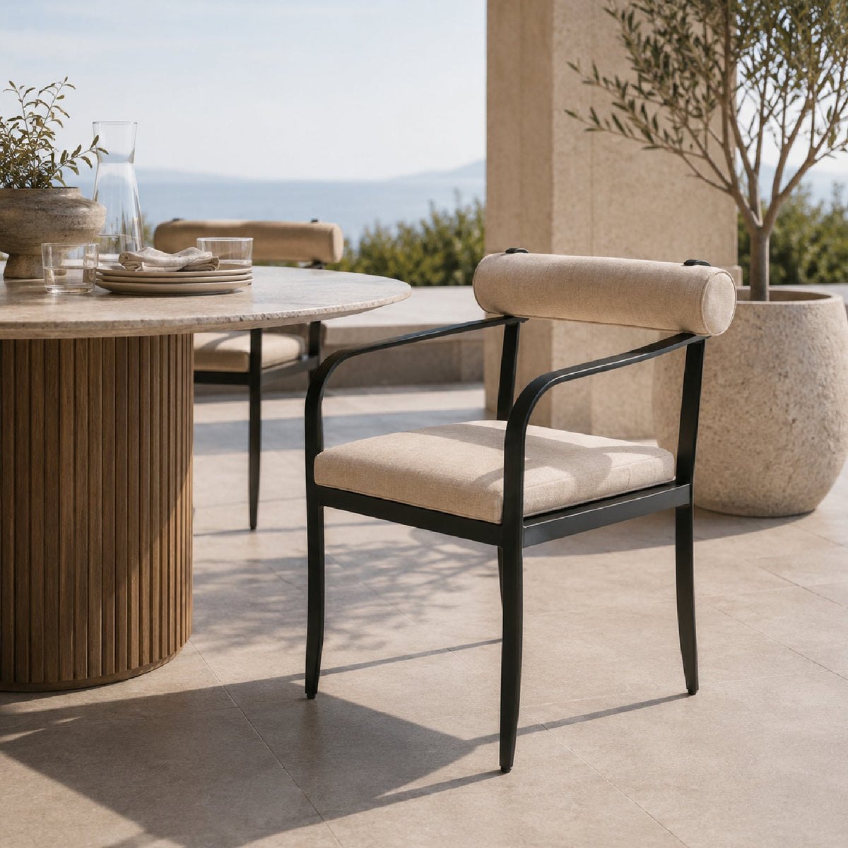 Modern European furniture - Black Aluminum Outdoor Dining Chair - www.oroa.com