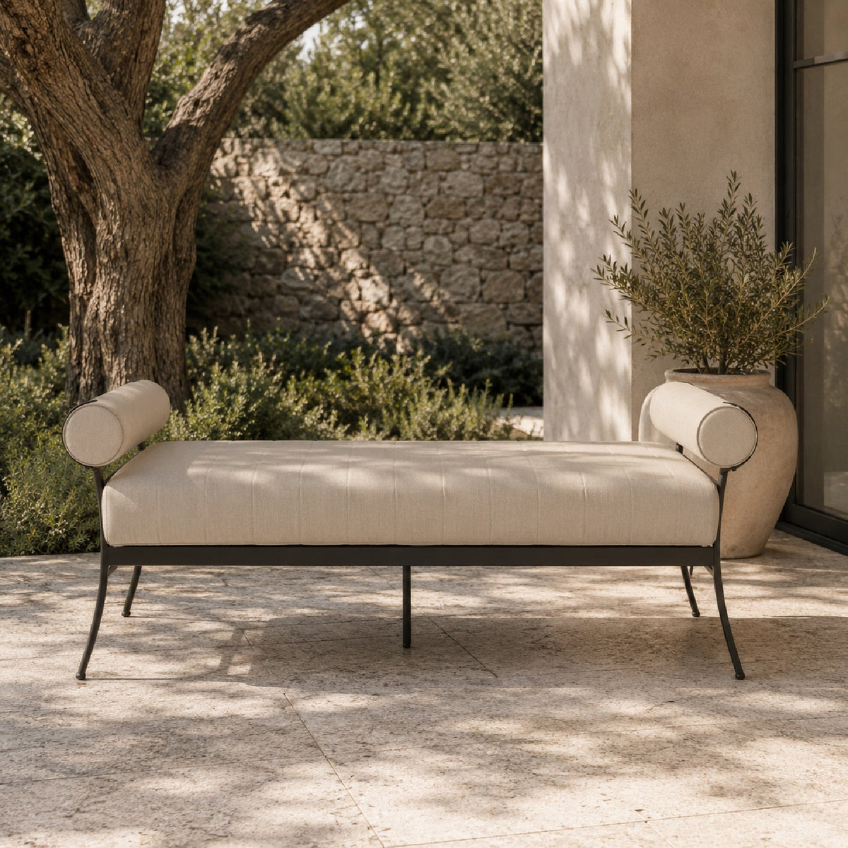 Modern European furniture - Black Aluminum Outdoor Bench - www.oroa.com