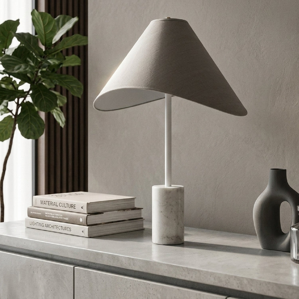 Modern European furniture - Marble Base Cotton Table Lamp - www.oroa.com