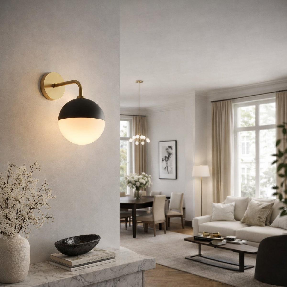 Modern European furniture - Electroplated Black Wall Lamp - www.oroa.com