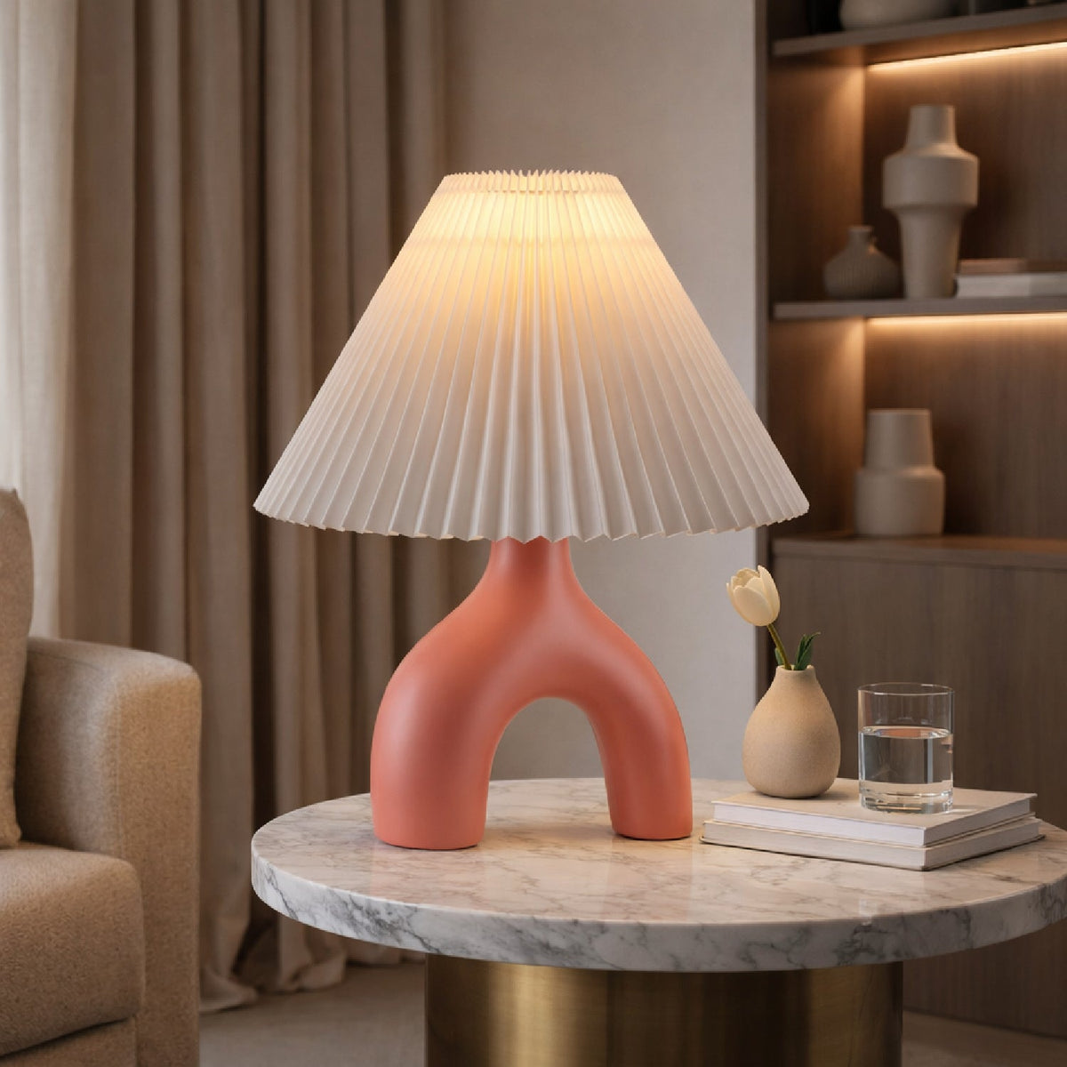 Modern European furniture - Ceramic White Linen Table Lamp - www.oroa.com