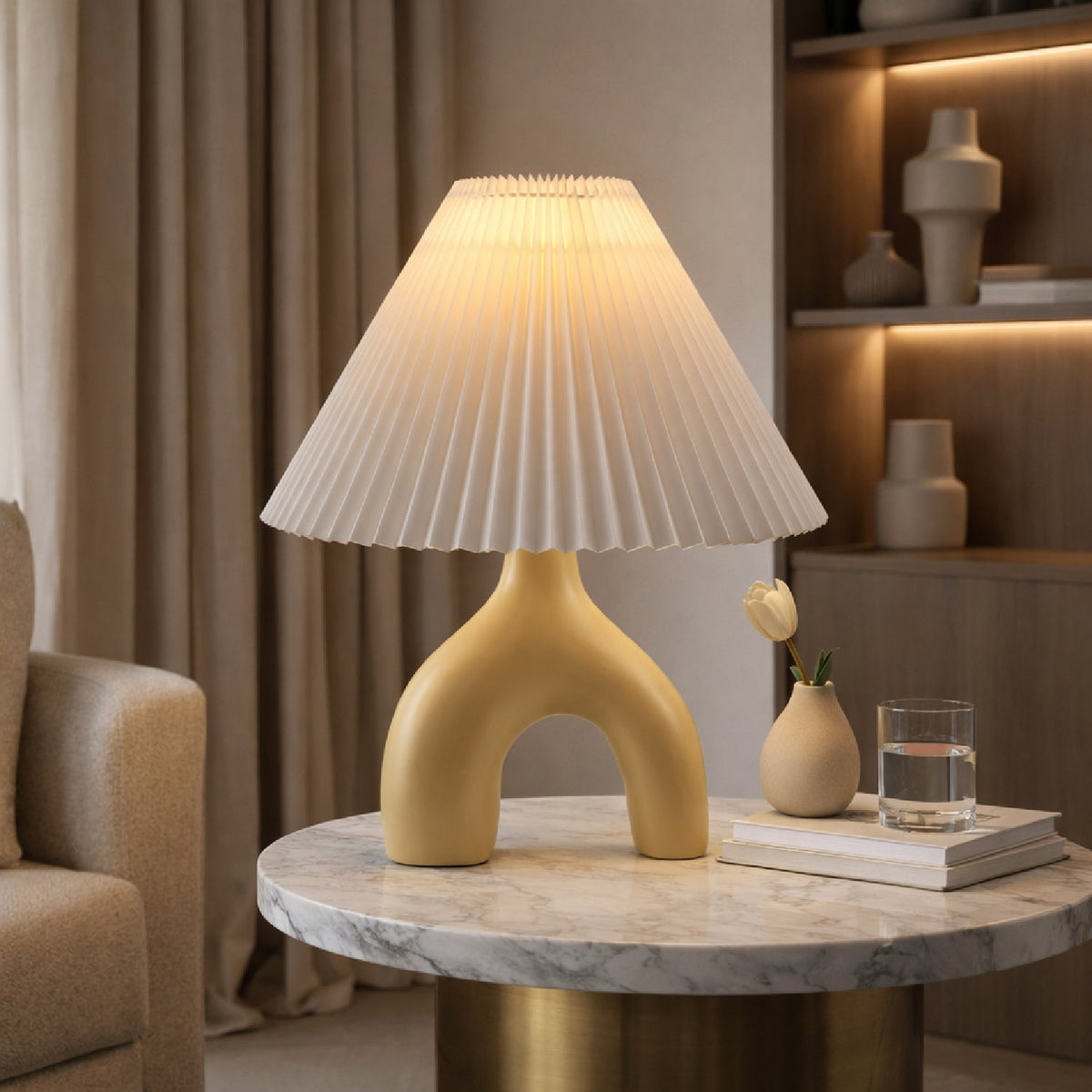 Modern European furniture - Ceramic White Linen Table Lamp - www.oroa.com