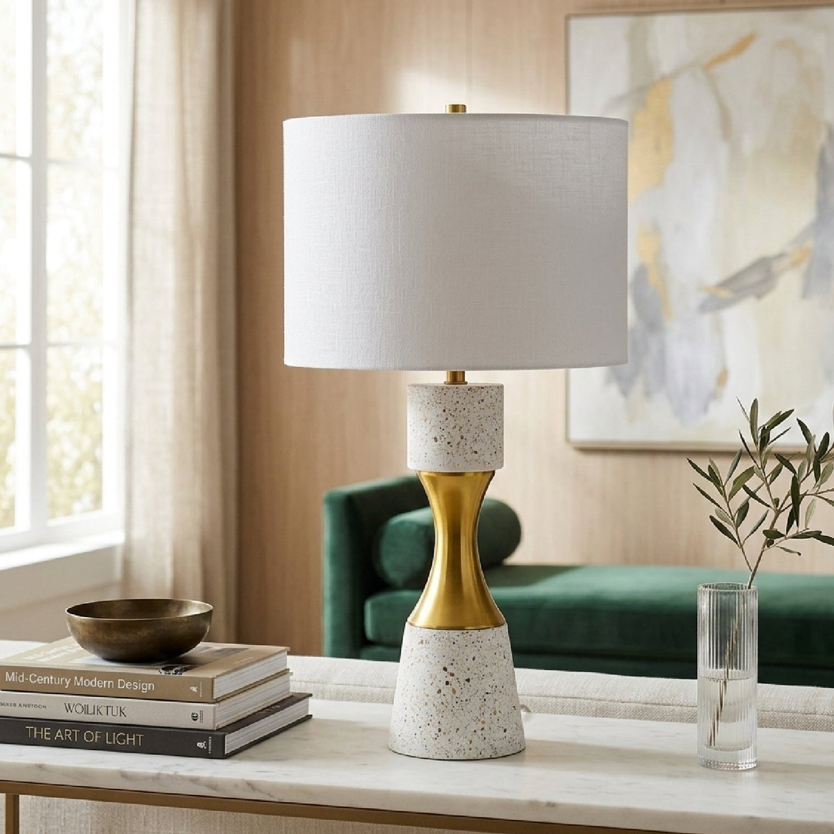 Modern European furniture - Terrazzo Finish Hourglass Table - www.oroa.comLamp