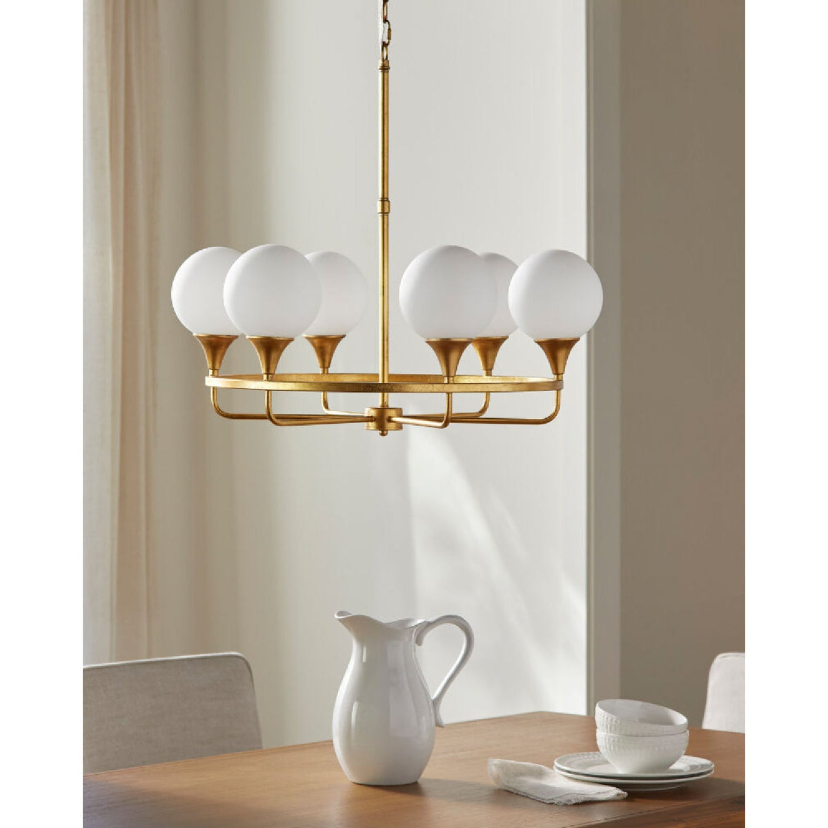 Modern European furniture - 6-Light White Glass Chandelier - www.oroa.com
