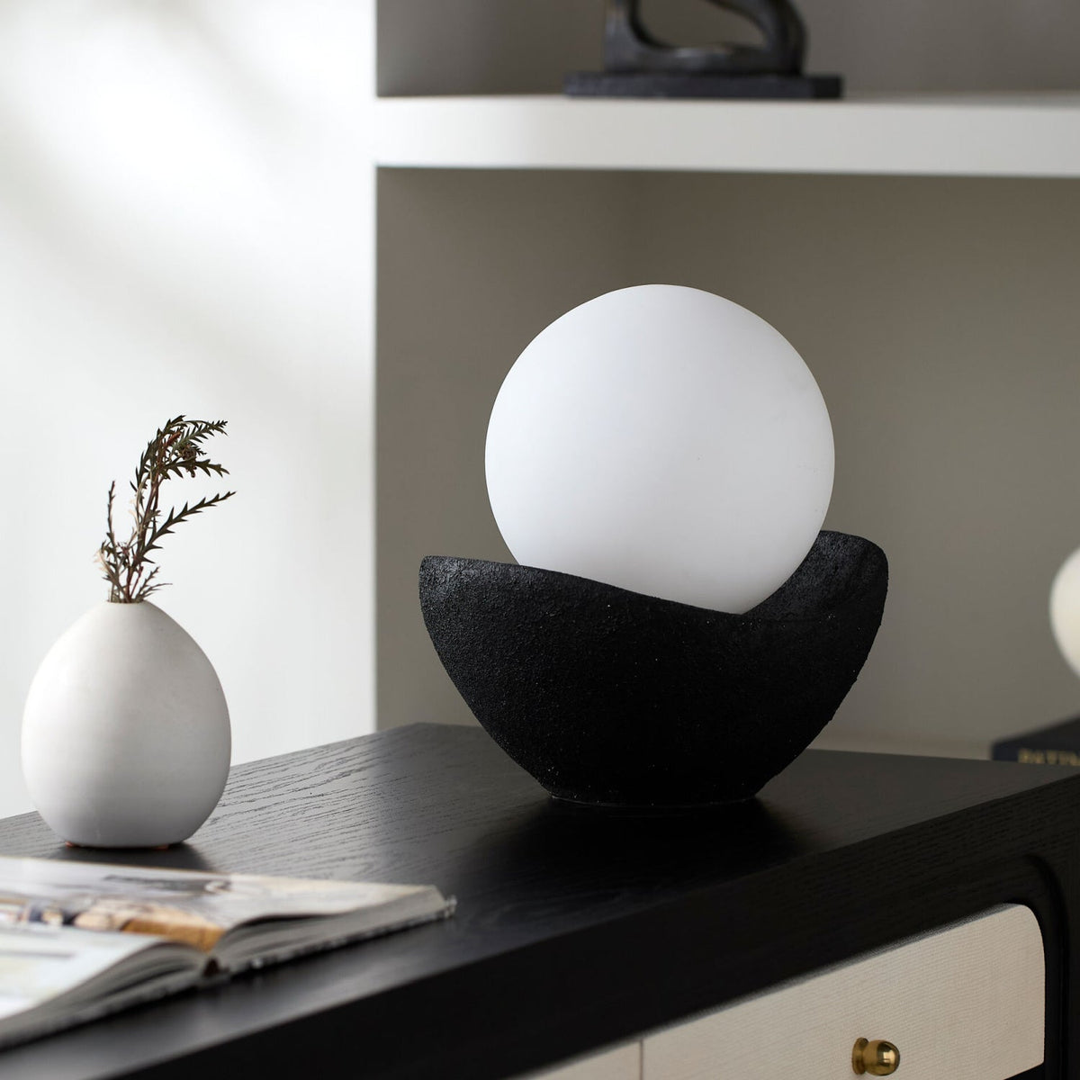 Modern European furniture - Cement Bowl Accent Table Lamp - www.oroa.com