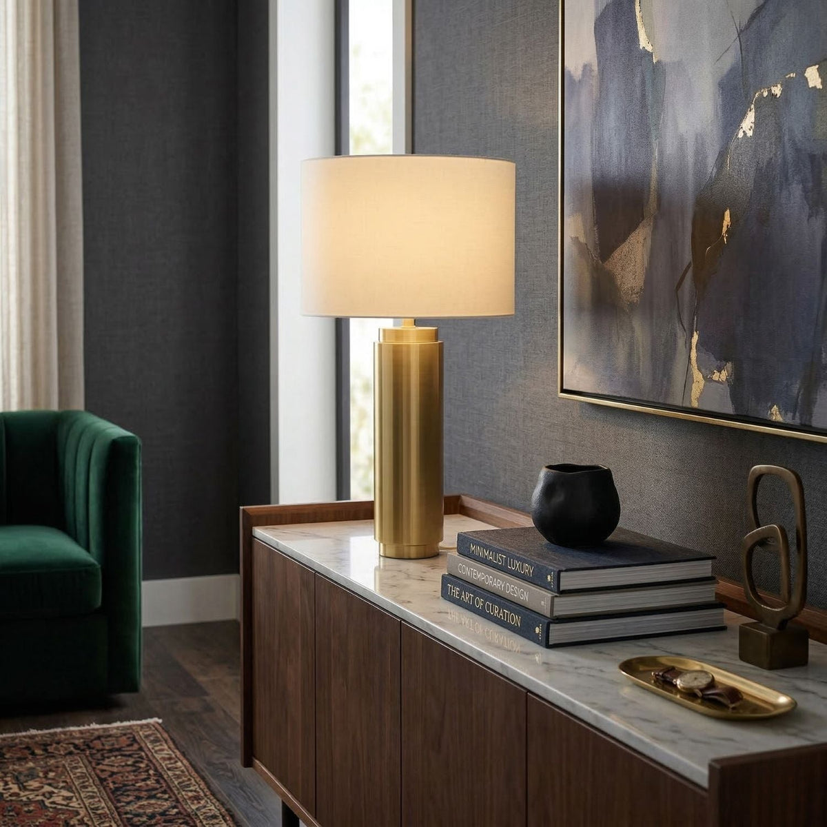 Modern European furniture - Metallic Finish Accent Table Lamp - www.oroa.com