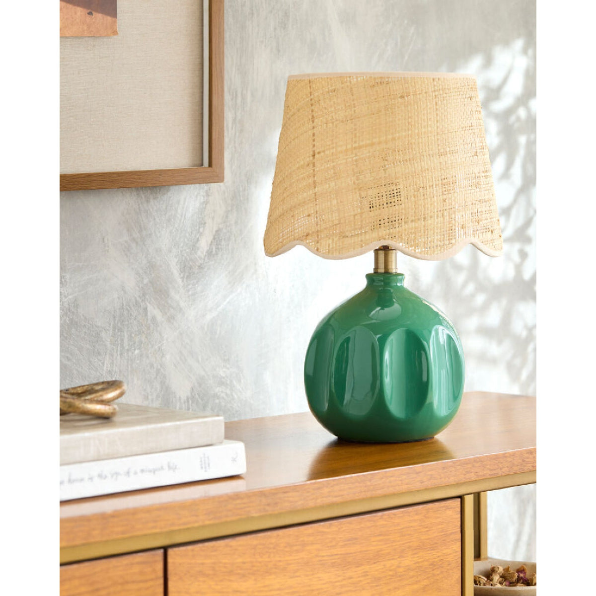 Modern European furniture - Wavy Rattan Accent Table Lamp - www.oroa.com