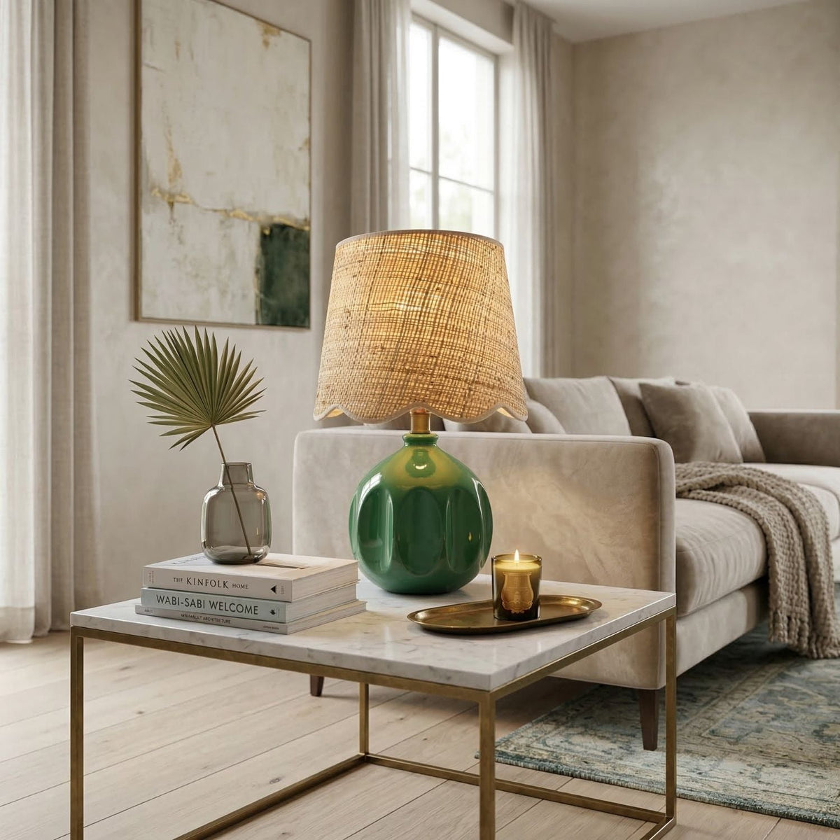 Modern European furniture - Wavy Rattan Accent Table Lamp - www.oroa.com