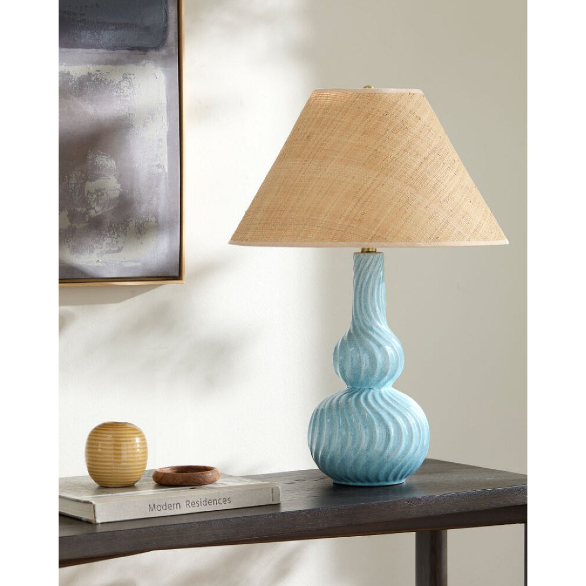 Blue Ceramic Accent Table Lamp | Kuda Home Baska