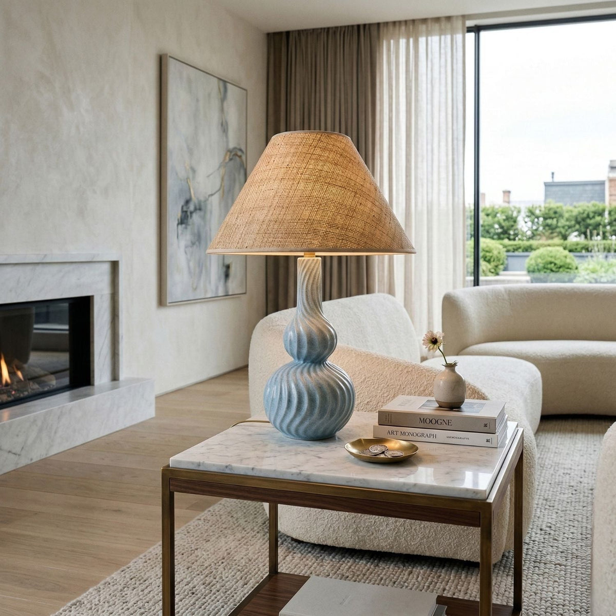 Blue Ceramic Accent Table Lamp | Kuda Home Baska