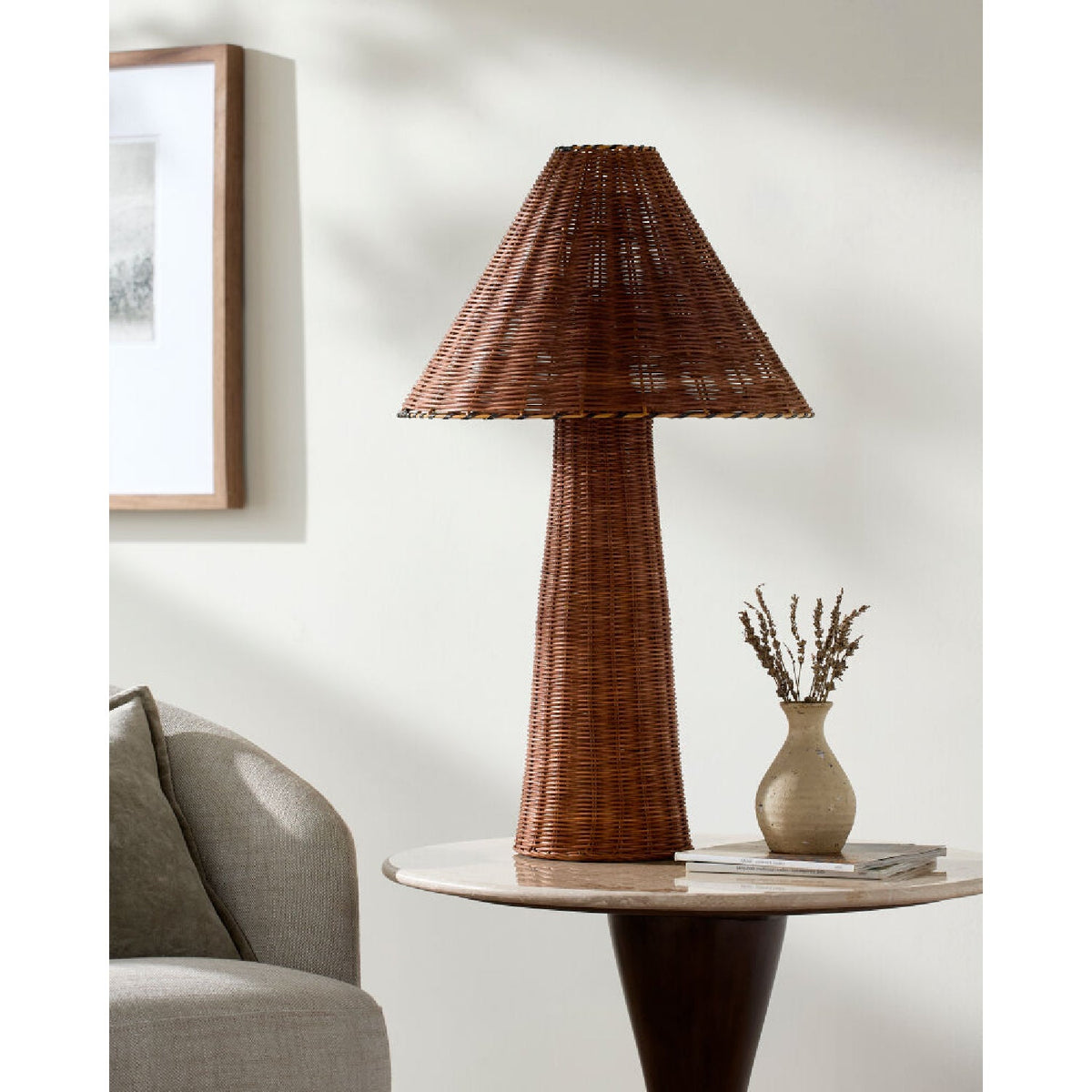 Modern European furniture - Empire Brown Rattan Table Lamp - www.oroa.com