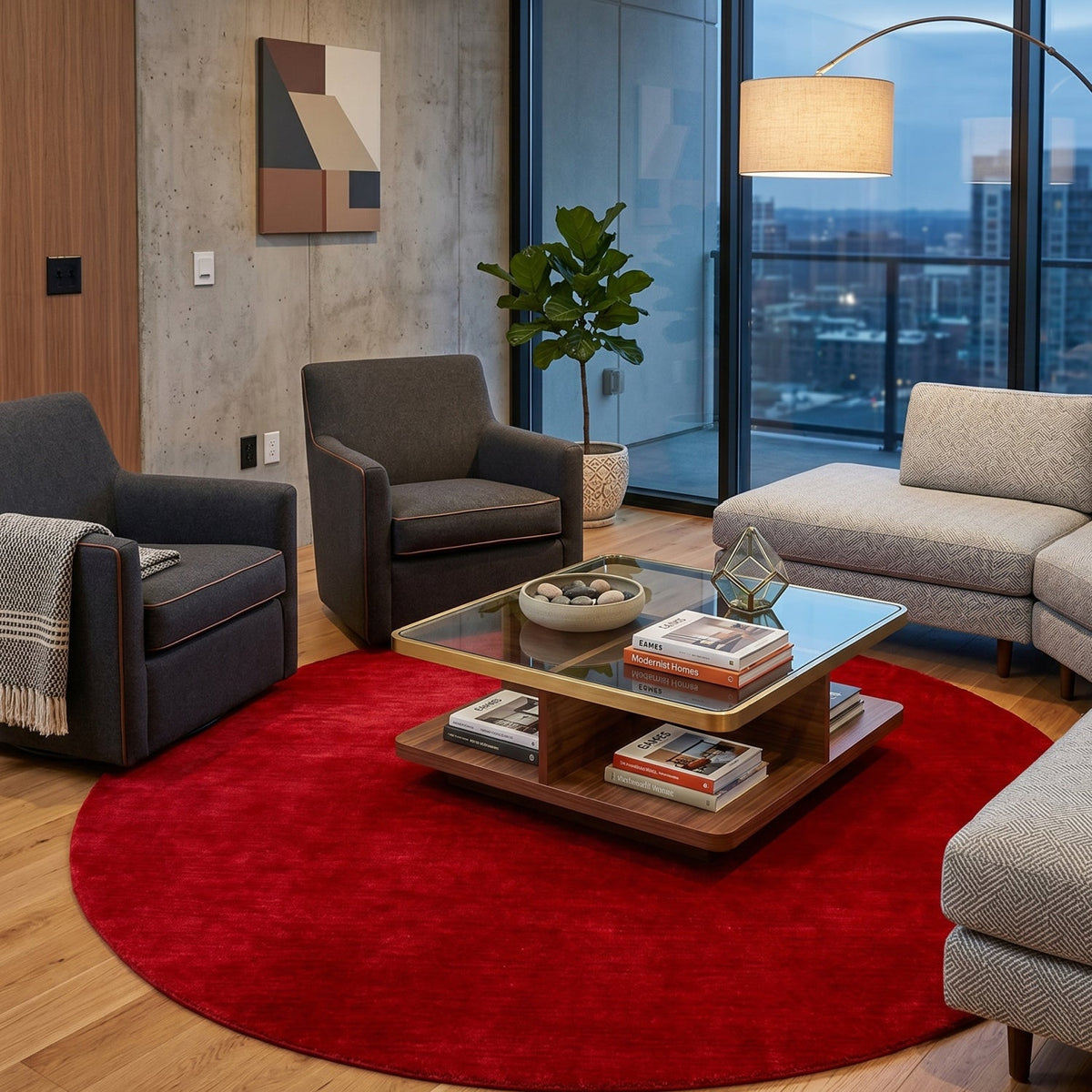 Modern furniture - Hand-Loomed Wool Fringe Round Carpet - www.oroa.com