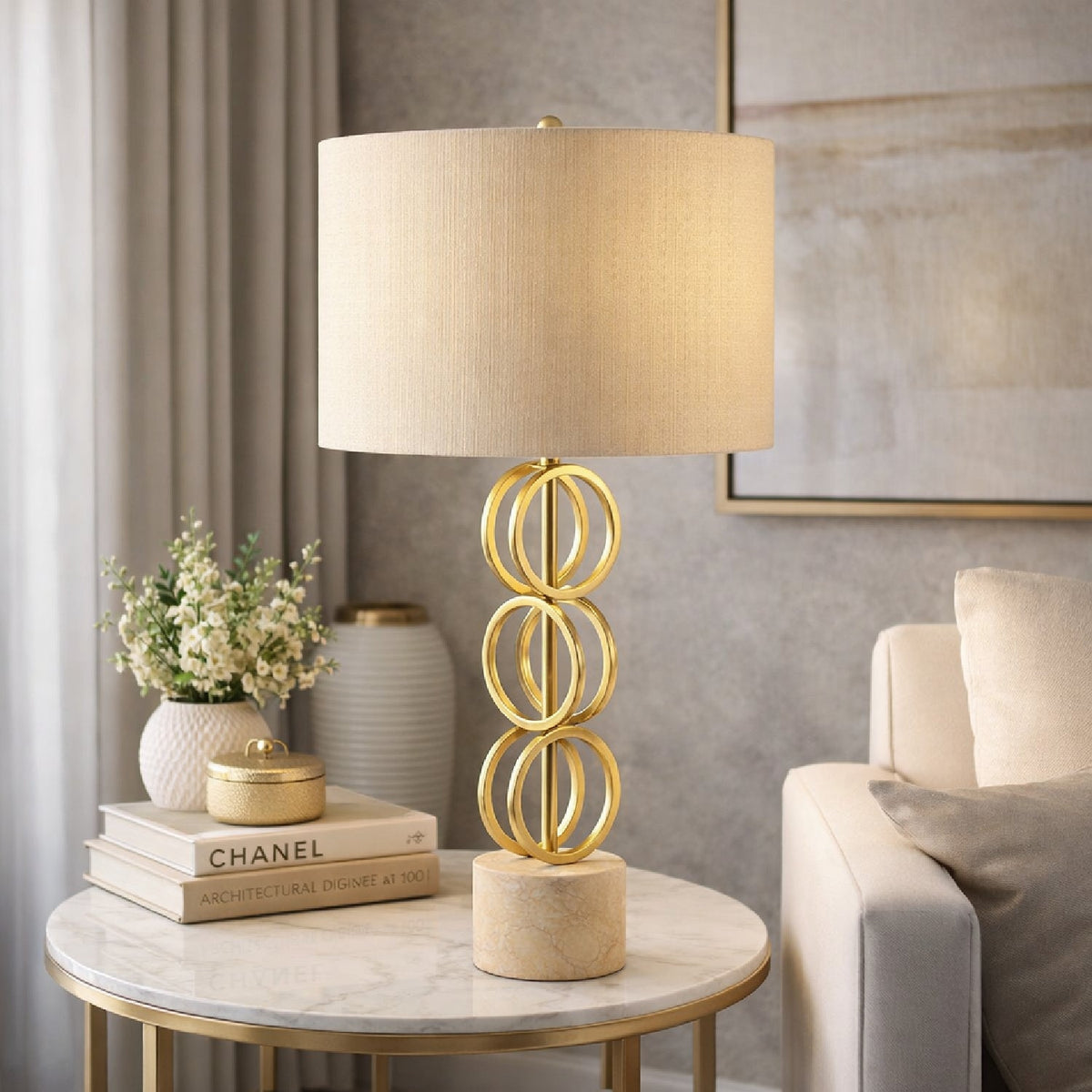 Modern European furniture - Gold Rings Accent Table Lamp - www.oroa.com