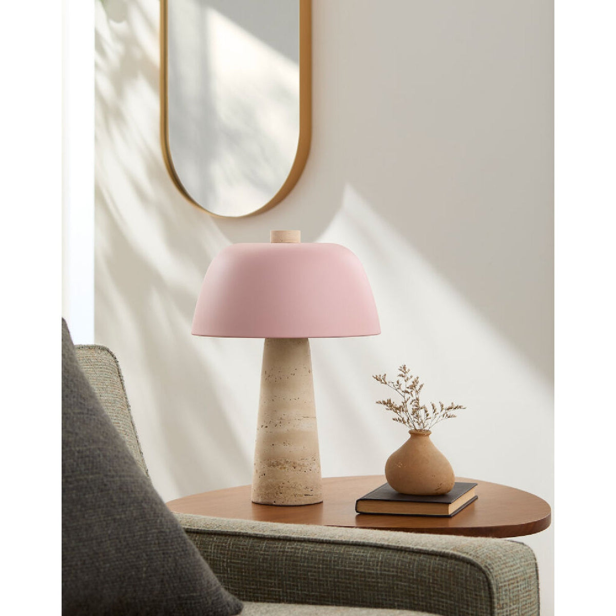 Modern European furniture - Metal Shade Travertine Table Lamp L - www.oroa.com