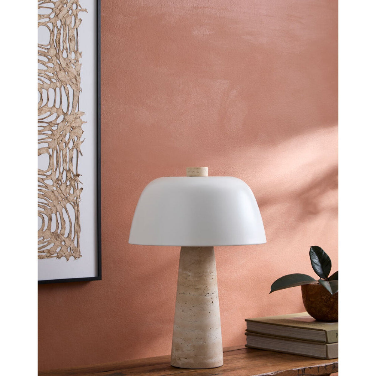 Modern European furniture - Metal Shade Travertine Table Lamp L - www.oroa.com