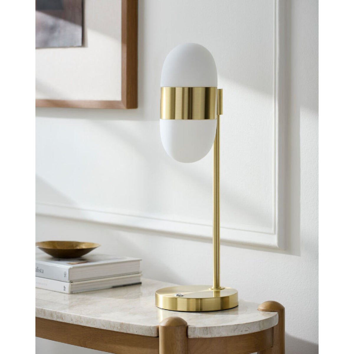 Modern European furniture - Metal Framed Glass Table Lamp - www.oroa.com