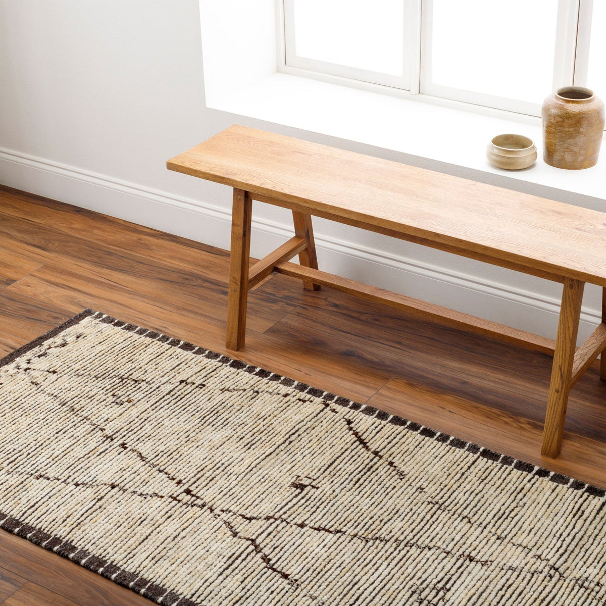 Gray Hand-Knotted Wool Table Runner