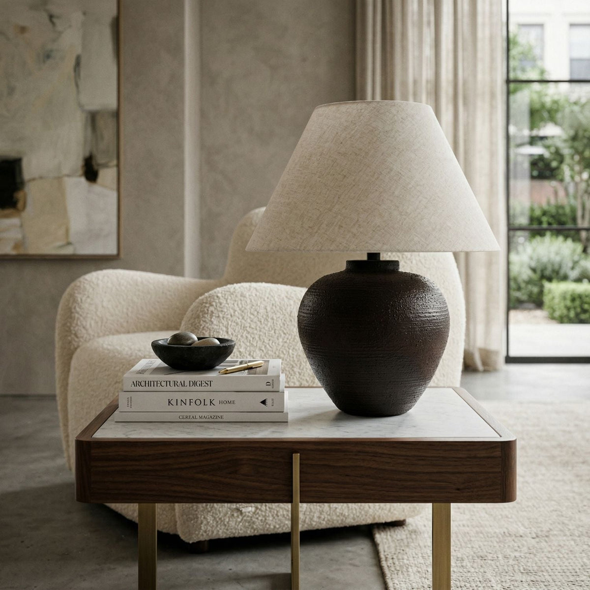 Modern European furniture - Empire Linen Shade Table Lamp - www.oroa.com