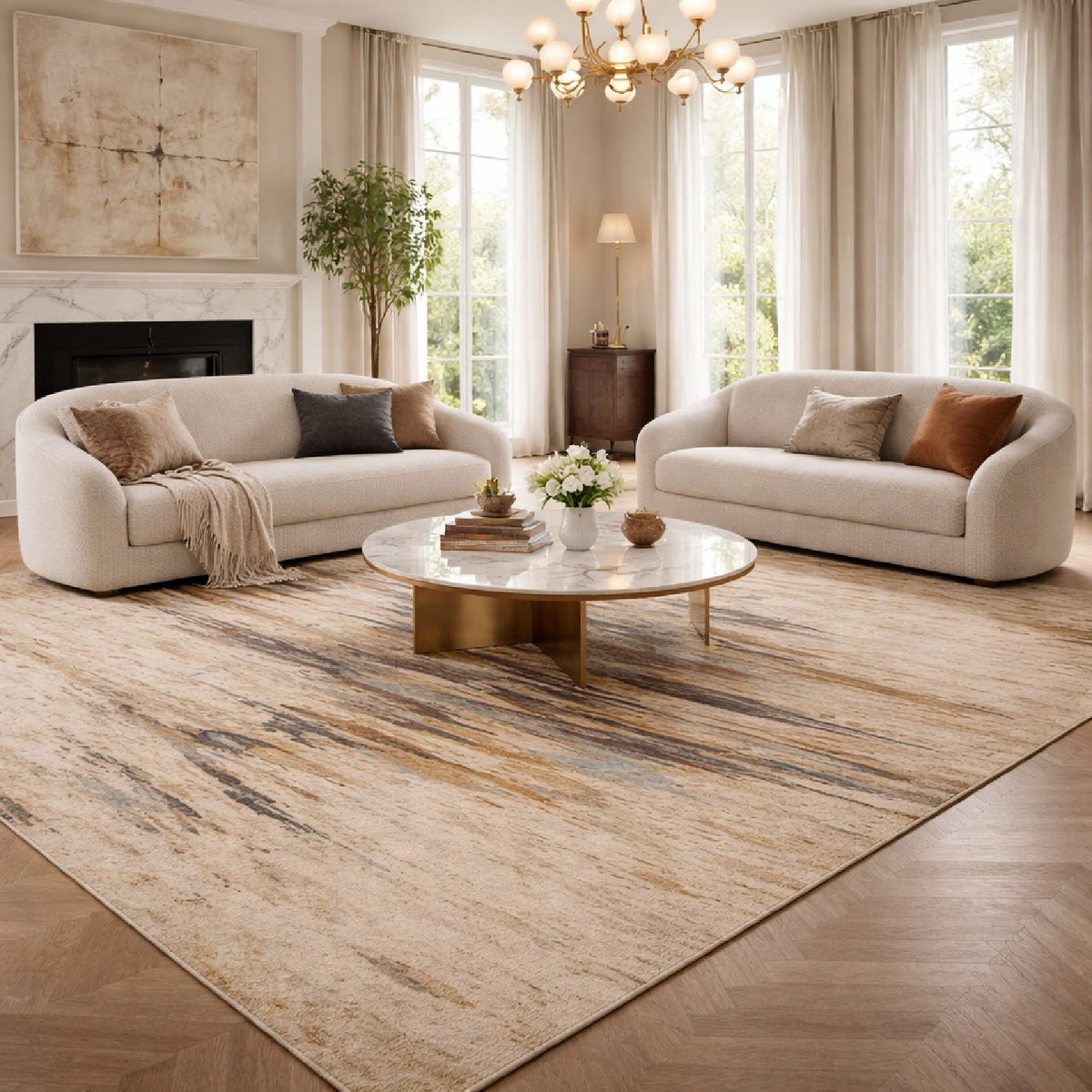 Modern European furniture - Multicolored Viscose Wool Blend Carpet - www.oroa.com
