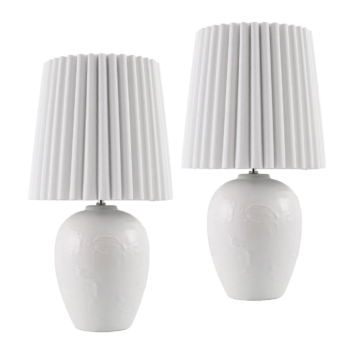 Modern European furniture - Pleated Linen Ceramic Table Lamps (2) - www.oroa.com