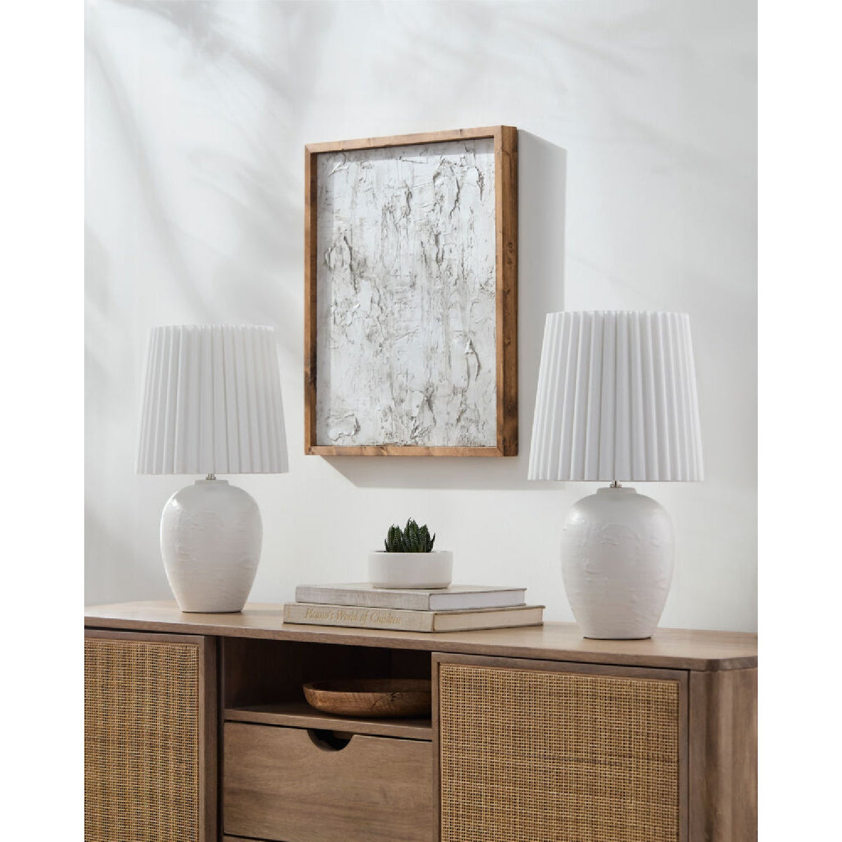 Modern European furniture - Pleated Linen Ceramic Table Lamps (2) - www.oroa.com