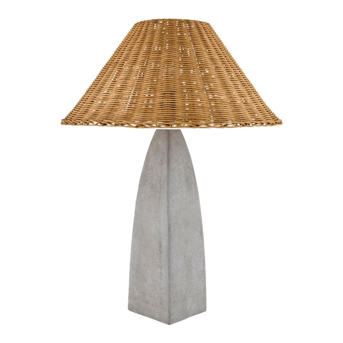 Modern European furniture - Rattan Shade Concrete Table Lamp - www.oroa.com