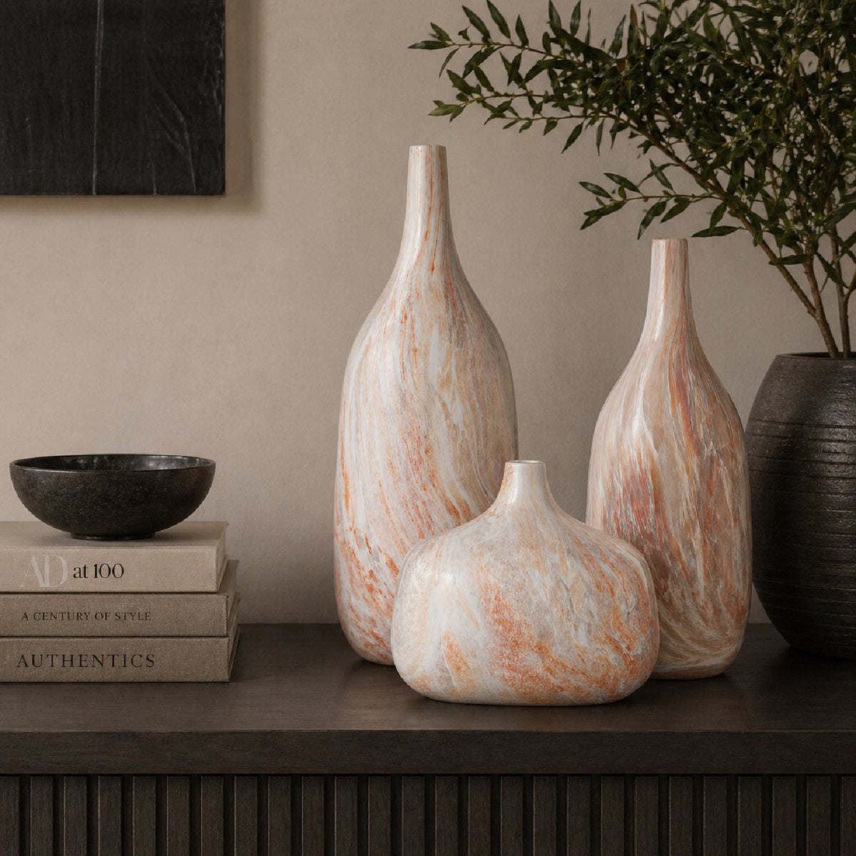 Modern European furniture - Marbled Ceramic Outdoor Vases (3) - www.oroa.com