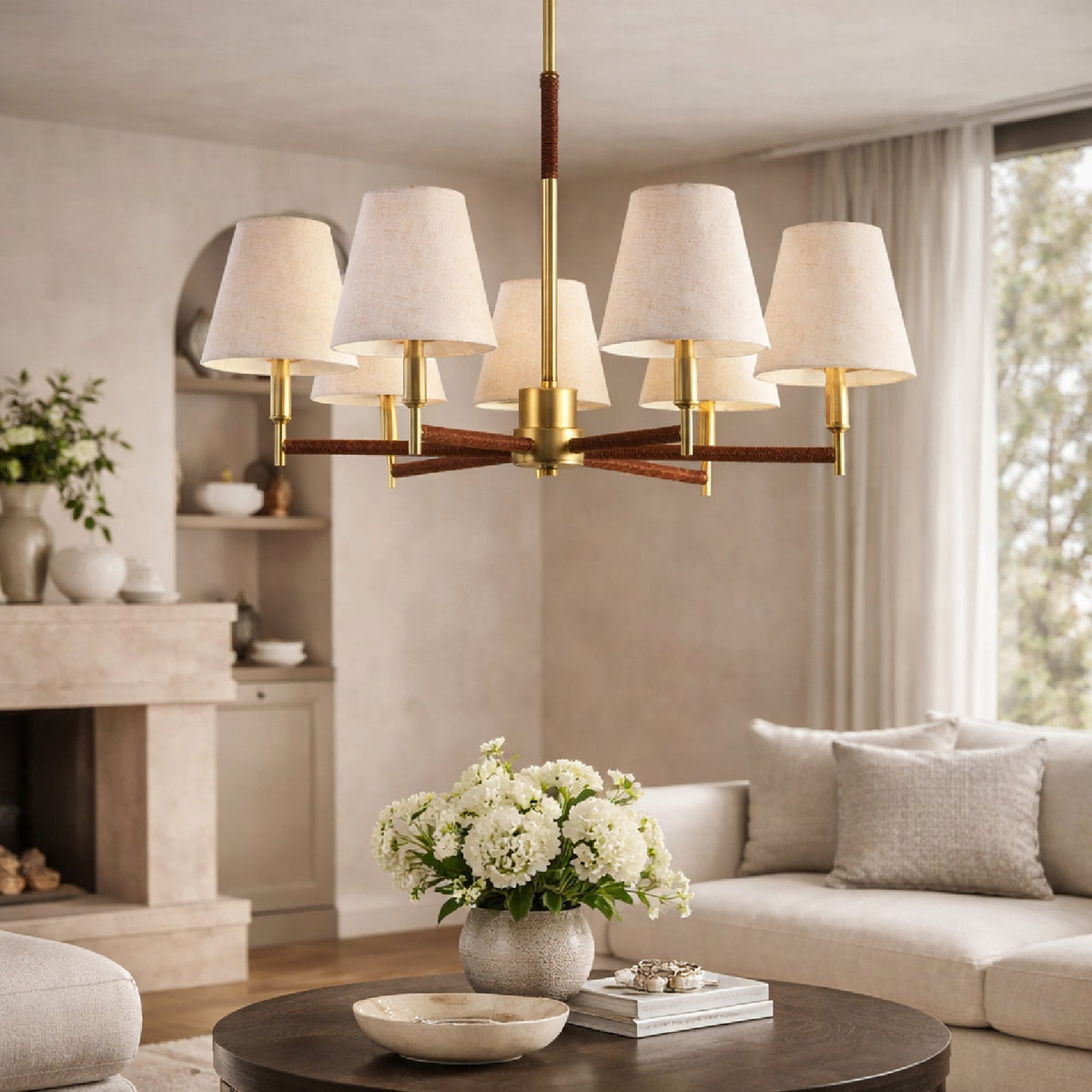 Modern European furniture - Fabric Shade 9-Light Chandelier - www.oroa.com
