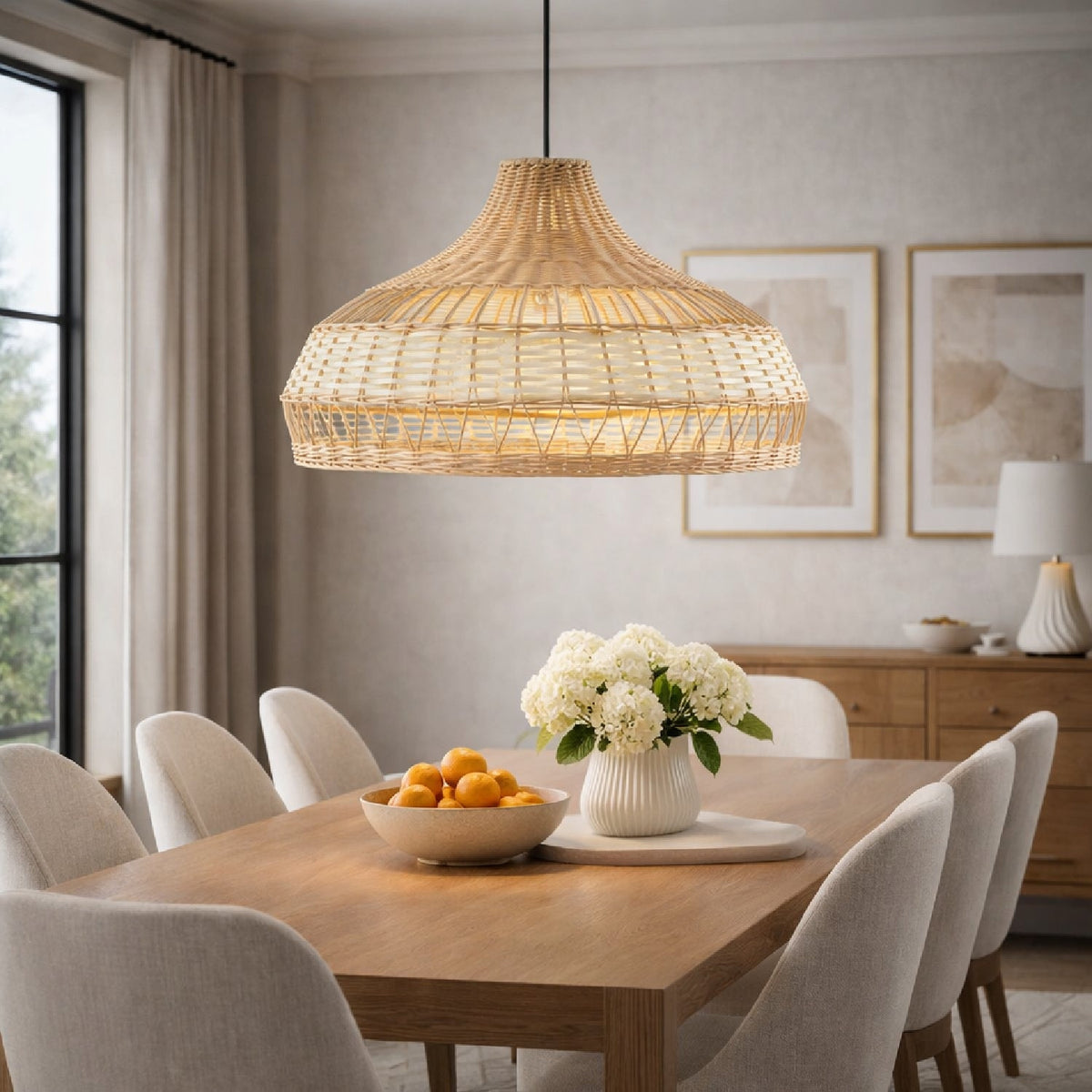 Modern European furniture - Braided Rattan Pendant Lamp - www.oroa.com