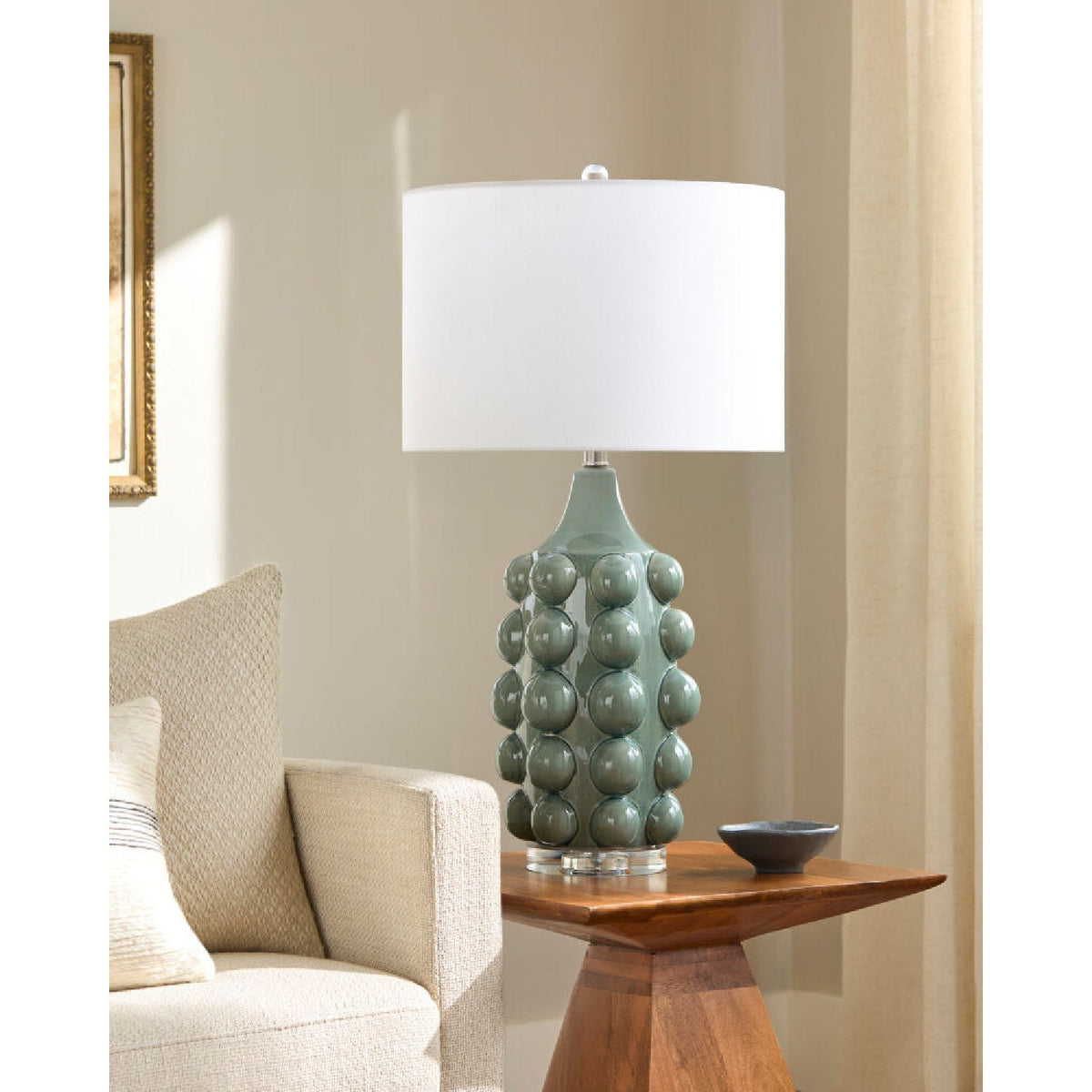 Modern European furniture - Embellished Green Ceramic Table Lamp - www.oroa.com