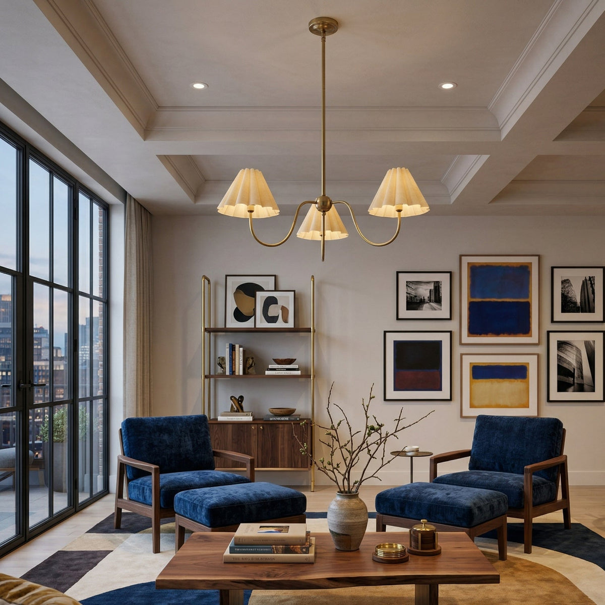 Modern European furniture - Pleated Linen 3-Light Chandelier - www.oroa.com