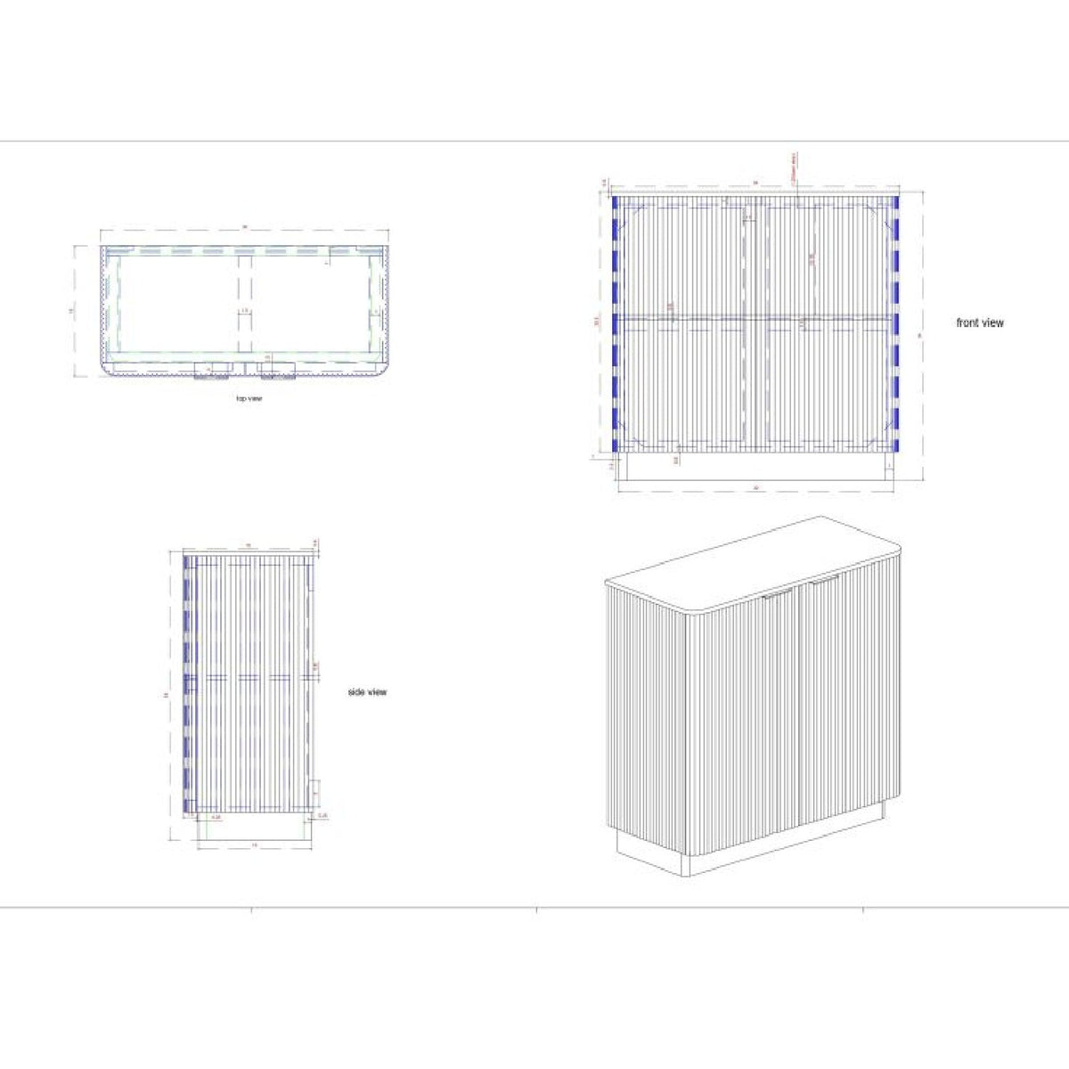 Modern European furniture - Reeded Wood 2-Door Cabinet - www.oroa.com