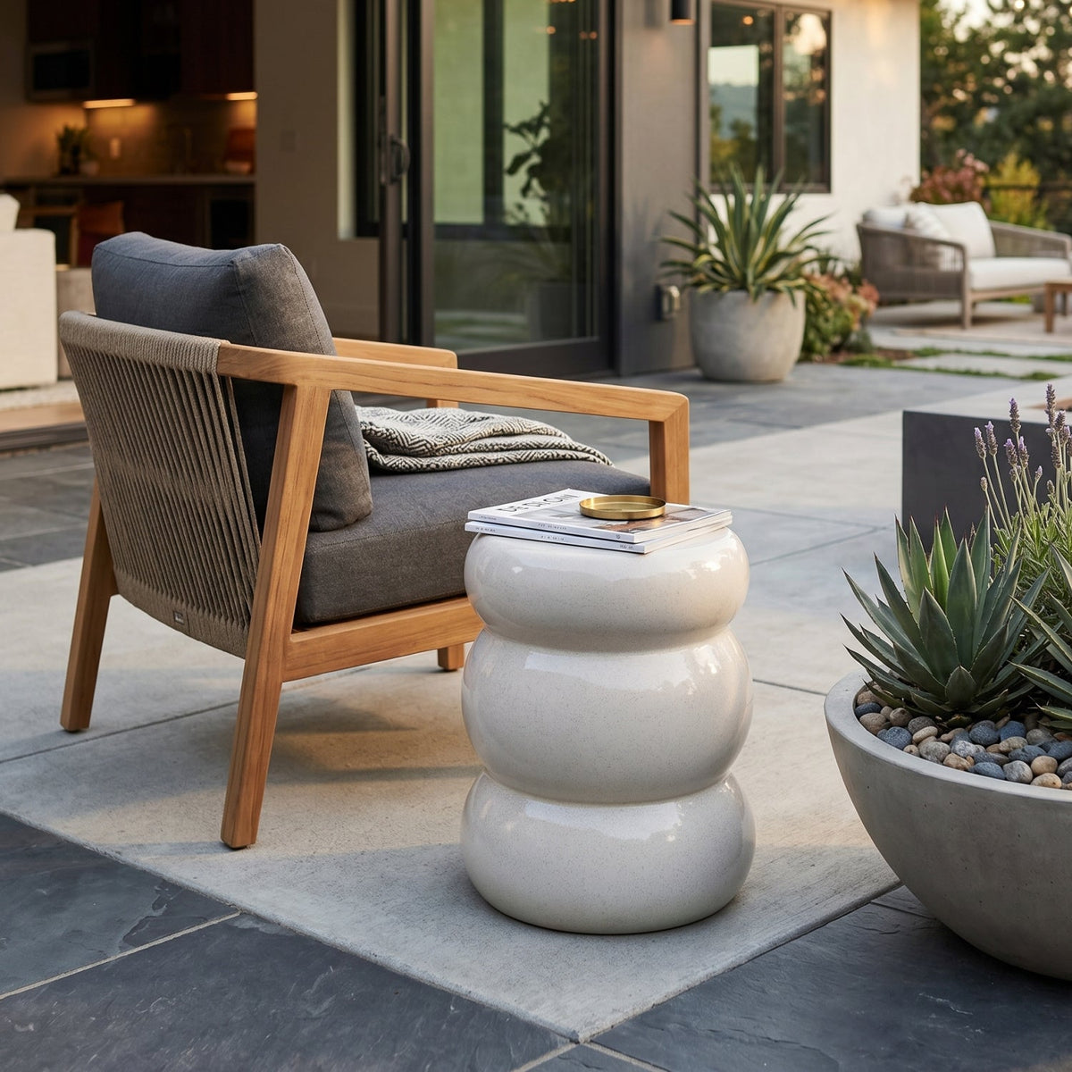 Modern European furniture - Layered Glazed Ceramic Garden Stool - www.oroa.com