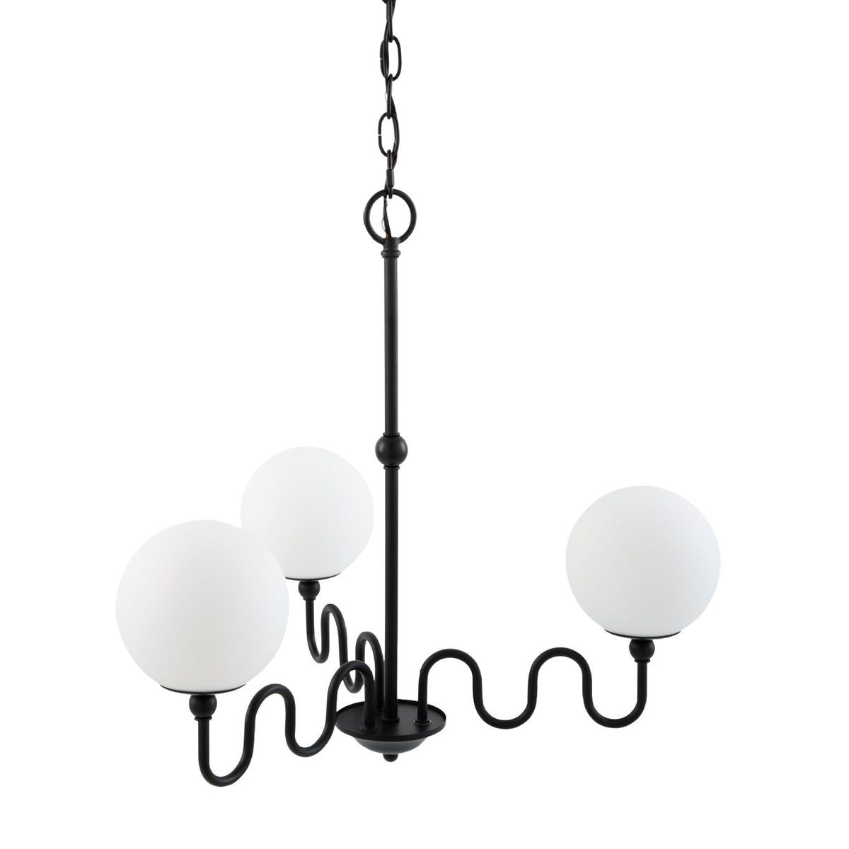 Modern European furniture - Wavy Black Iron 3-Light Chandelier - www.oroa.com