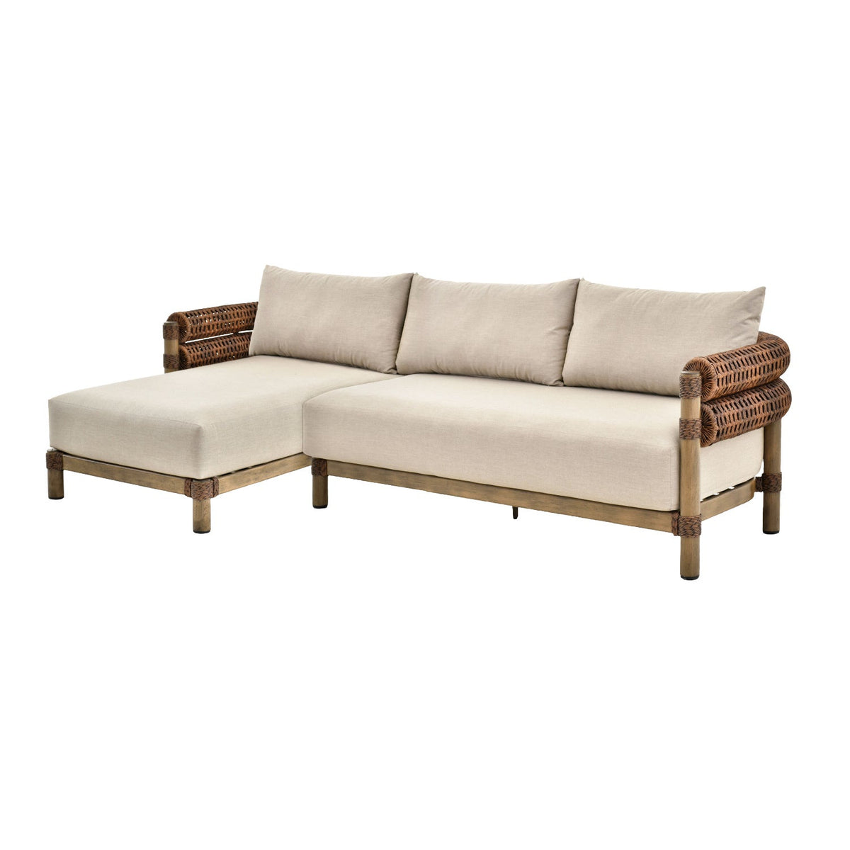 Modern European furniture - Cushioned Wicker Outdoor Right-Armed Sofa - www.oroa.com