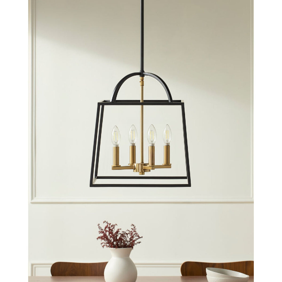 Modern European furniture - Black Iron Framed 4-Light Chandelier - www.oroa.com