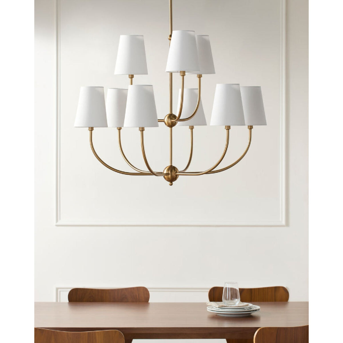 Modern European furniture - White Cotton Shade Chandelier - www.oroa.com