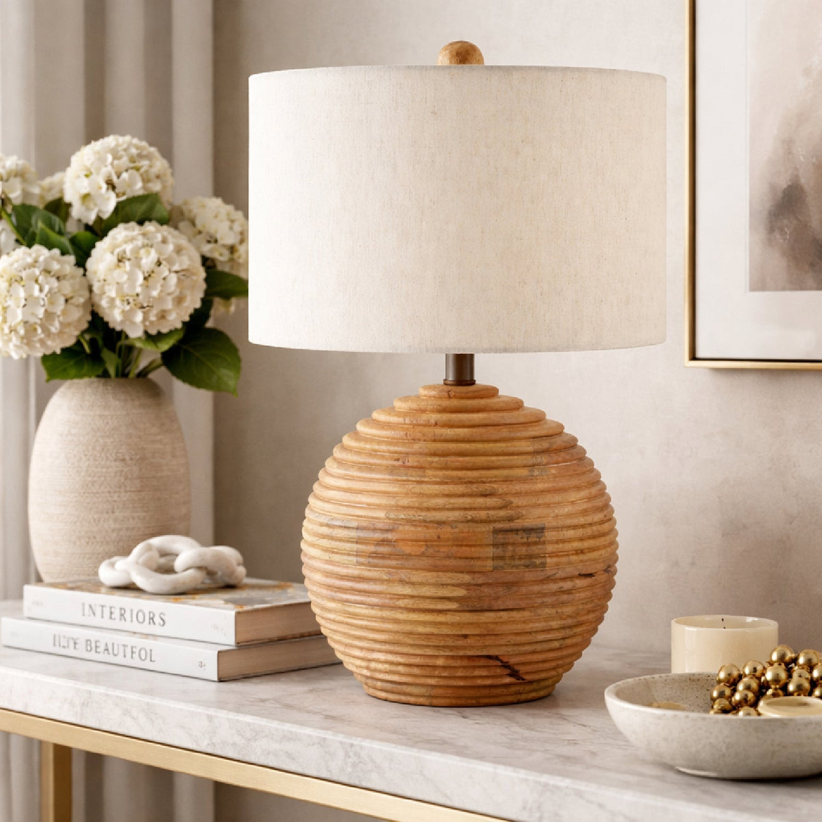 Modern European furniture - Natural Acacia Accent Table Lamp - www.oroa.com