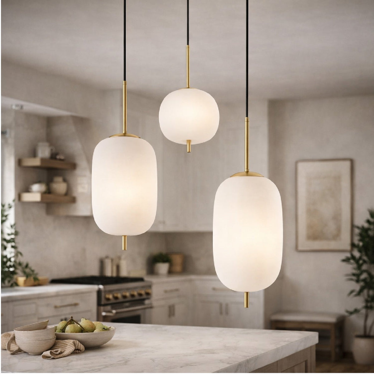 Modern European furniture - 3-Light White Glass Chandelier - www.oroa.com